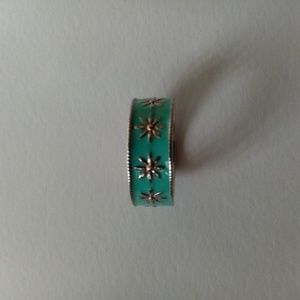 Tiffany & Company blue Daisy enamel wide band ring